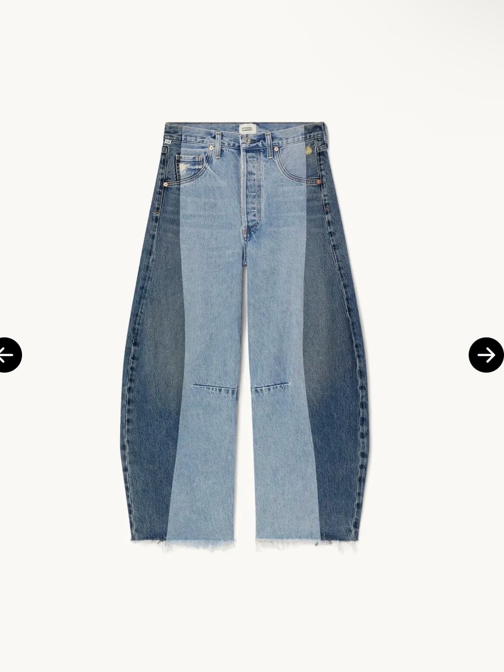 Citizens Of Humanity Two-Tone Wide-Leg Jeans in Light & Dark Blue